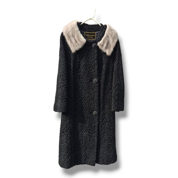 Joseph Horne Co. Jackets & Blazers - Vintage Black Persian Curly Lamb Fur Coat With Mink Trim Women's Medium Large